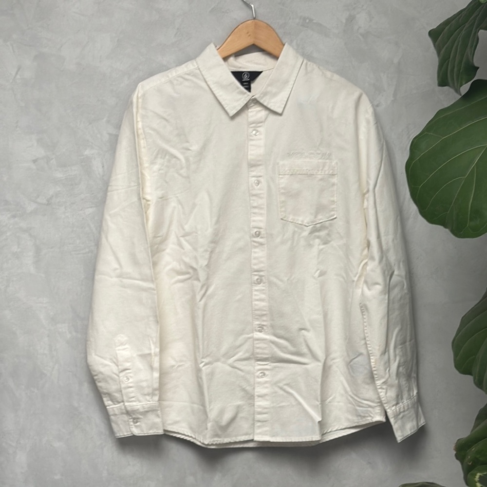 Volcom Men’s BUFFALO PARK LONG SLEEVE SHIRT - OFF WHITE, Size L